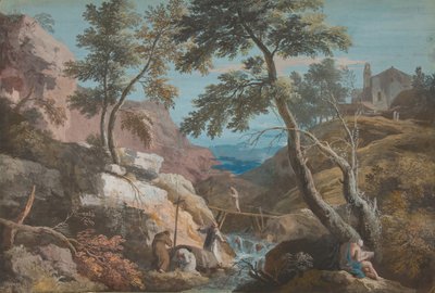Paesaggio montuoso con eremiti da Marco Ricci