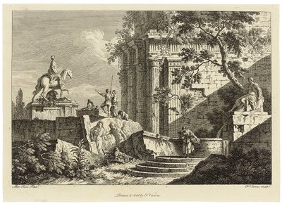 Vista da una collezione di sei, incisa da Francois Vivares da Marco Ricci