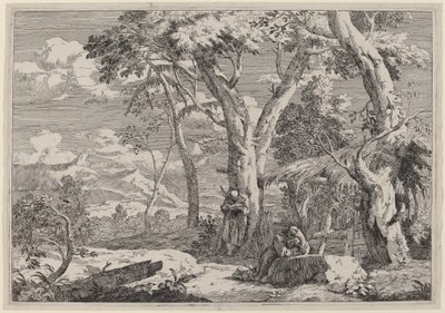 Paesaggio selvaggio con due monaci da Marco Ricci