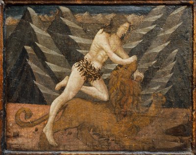 Cassone con scena di battaglia e scene delle fatiche di Ercole, FLorence, Itlay, 1460 circa (tempera, gesso e legno) da Marco del Buono Giamberti