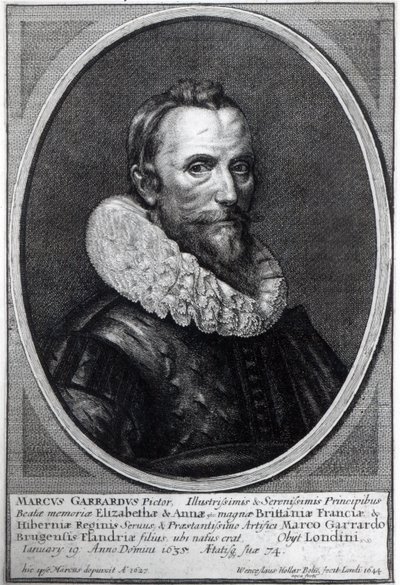 Autoritratto, inciso da Wenceslaus Hollar, 1644 da Marcus Garret Gheeraerts the Younger