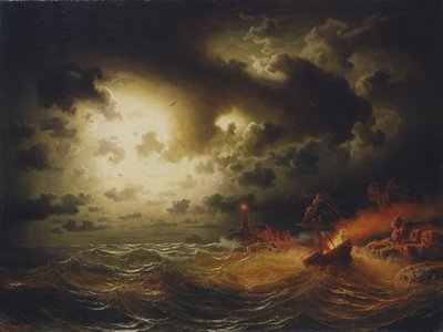 Nave a vapore in fiamme da Marcus Larson