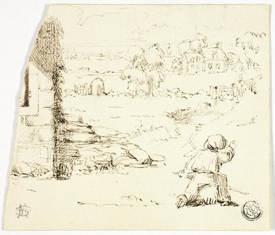 Paesaggio con ragazzo in primo piano da Marcus Stone