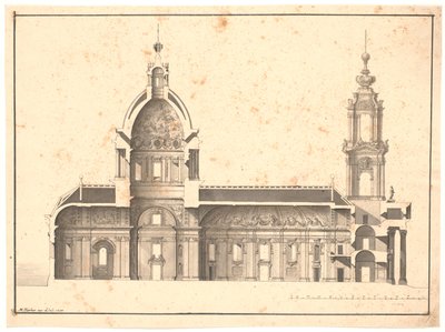 Sezione longitudinale attraverso la stessa chiesa da Marcus Tuscher