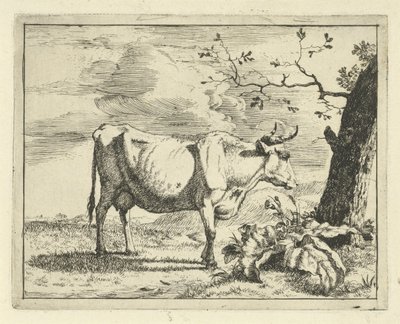 Mucca in piedi vicino a un albero da Marcus de Bye