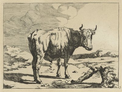 Toro in piedi vicino a un ceppo d