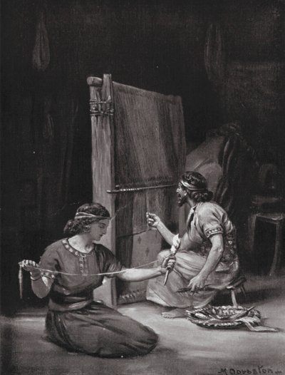 Un telaio babilonese (litografia) da Margaret (after) Dovaston