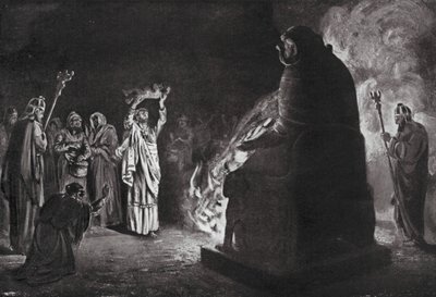 Sacrificio fenicio a Moloch (litografia) da Margaret (after) Dovaston