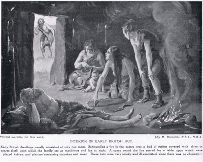 Interno di una capanna inglese, illustrazione da "Hutchinson