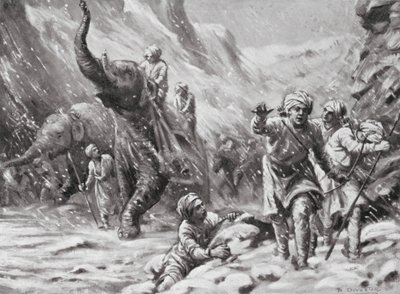Il primo successo di Mahmud di Ghazni, 1000 d.C. (litografia) da Margaret (after) Dovaston