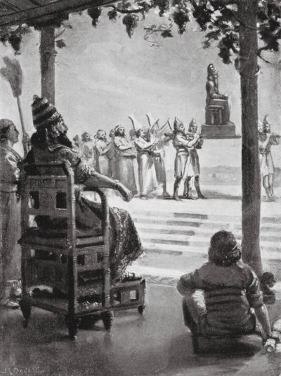 Capodanno a Babilonia, 680 a.C. (litografia) da Margaret (after) Dovaston