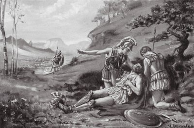 La morte di Epameinonda, 362 a.C. (litografia) da Margaret (after) Dovaston