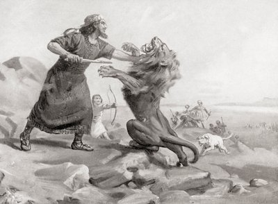 Tiglath-Pileser che uccide un leone, da Hutchinson