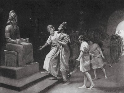 Tukulti-Ninib I nel Tempio di Marduk (litografia) da Margaret (after) Dovaston