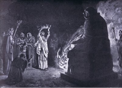 Un sacrificio fenicio a Moloch (litografia) da Margaret Dovaston