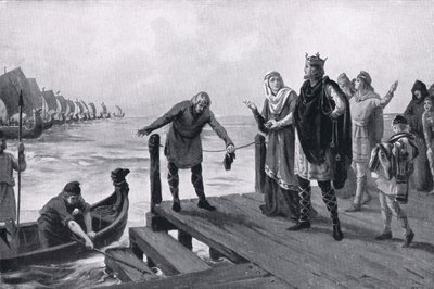 Edgar il pacifico che tiene una rassegna navale AD973 da Margaret Dovaston