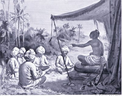 Kulottunga Chola istruisce i suoi topografi 1086 d.C. (litografia) da Margaret Dovaston