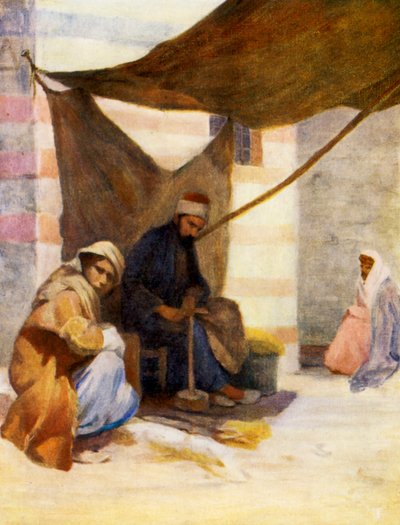 Un calzolaio, Damasco (litografia a colori) da Margaret Thomas