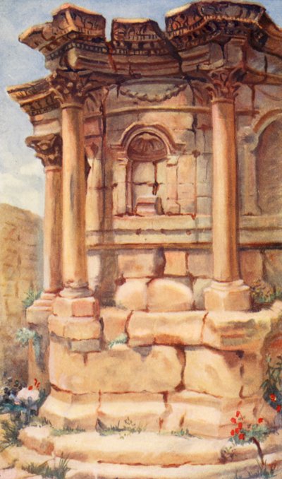 Tempio di Venere, Baalbek (litografia a colori) da Margaret Thomas