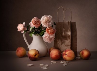 Rose rosa e pesche da Margareth Perfoncio