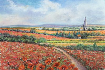 Campo di papaveri nel Cotswold, 2022 da Margo Starkey