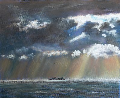 Tempesta vicino a una nave solitaria da Margo Starkey