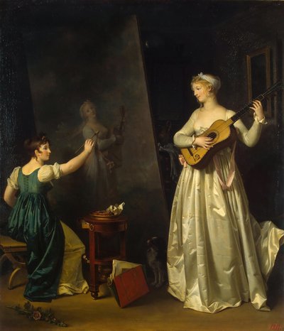 Artista che dipinge un ritratto di un musicista, 1790s da Marguerite Gerard