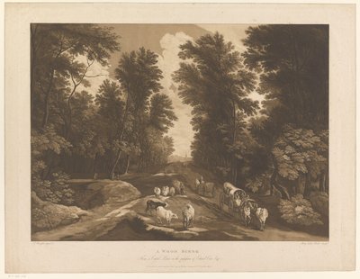 Paesaggio boscoso con un sentiero e viaggiatori da Maria Catharina Prestel