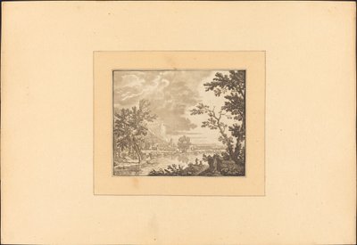 Paesaggio con fiume e città da Maria Catharina Prestel after Jan van Huysum