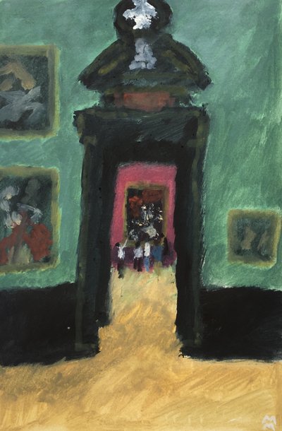 Sala verde del Museo Viennese, 2019 (olio su carta) da Maria Magenta