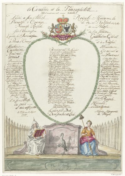 Verso per la principessa Guglielmina per il quarantesimo compleanno del principe Guglielmo V, 1788 da Maria Margaretha la Fargue