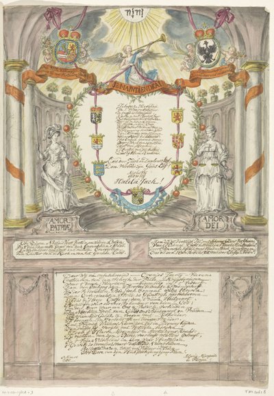 Verso per la principessa Guglielmina per il quarantesimo compleanno del principe Guglielmo V, 1788 da Maria Margaretha la Fargue
