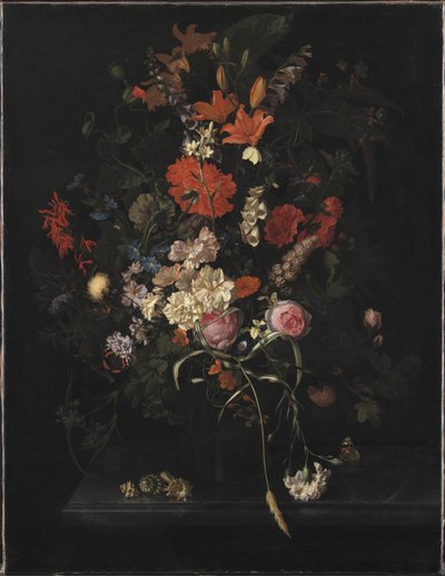Bouquet di fiori in un vaso di vetro da Maria van Oosterwijck