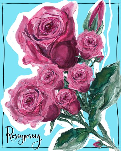 Rosey Posey, 2019 (acquerello, inchiostro, digitale) da Marianna Kulukundis