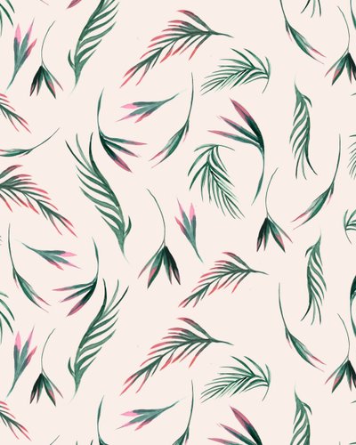 Foglie tropicali in rosa, 2020 (acquerello) da Marianna Kulukundis