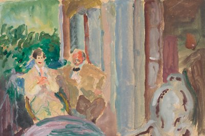 Sacharoff e Jawlensky sul balcone a St. Prex sul Lago di Ginevra da Marianne von Werefkin