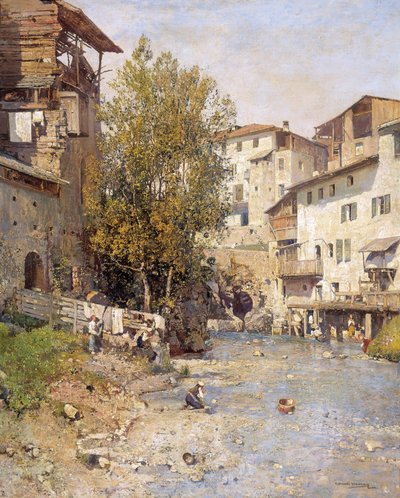 Paesaggio con un villaggio alla periferia di Roma da Mariano Barbasan Lagueruela