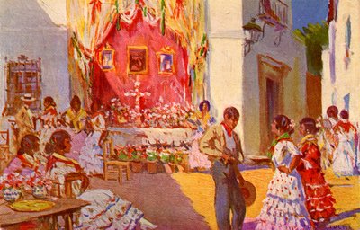 Altare di strada per la festa della Cruz de Mayo. Siviglia, Spagna da Mariano Bertuchi