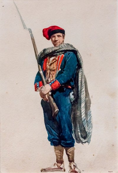 Volontario catalano per la guerra in Africa, 1860 circa (acquerello su carta) da Mariano Fortuny