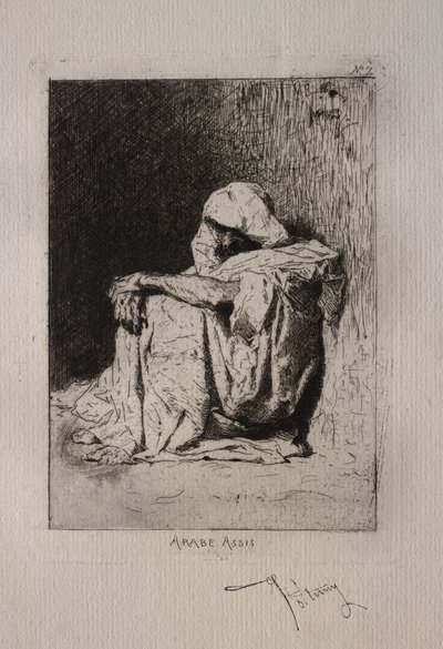 Arabo seduto, le mani incrociate sulle ginocchia da Mariano José María Bernardo Fortuny y Carbó