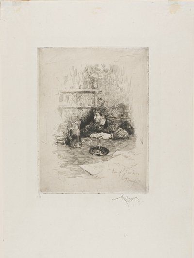 Ritratto di Eduardo Zamaçois, pittore spagnolo da Mariano Fortuny y Marsal