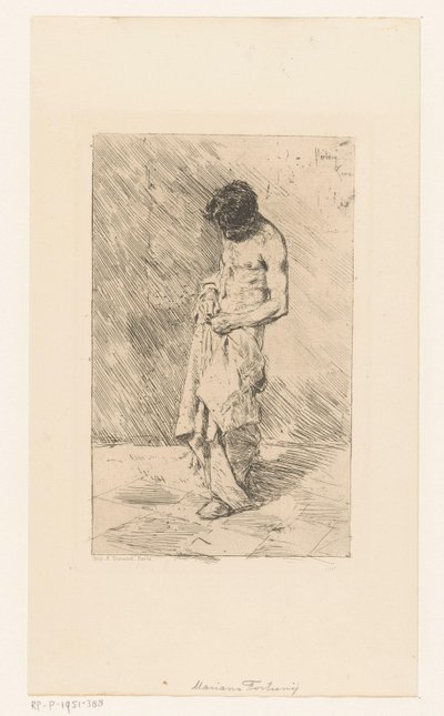 Modello maschile in piedi da Mariano José María Bernardo Fortuny y Carbó
