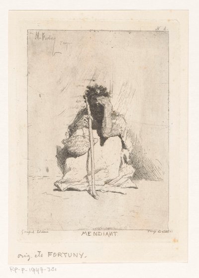 Mendicante seduto con bastone da Mariano José María Bernardo Fortuny y Carbó