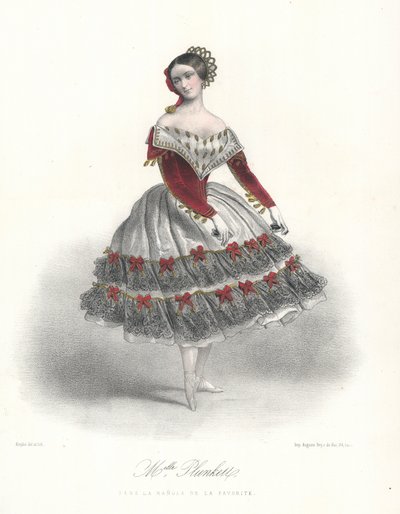 Ballerina belga Adeline Plunkett in La Manola de la Favorite, c1860 (litografia a colori) da Marie Alexandre (after) Alophe