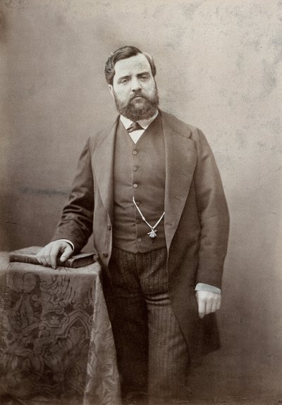 Ritratto a tre quarti del pittore Thomas Couture, con baffi e barba folta da Marie Alexandre Alophe