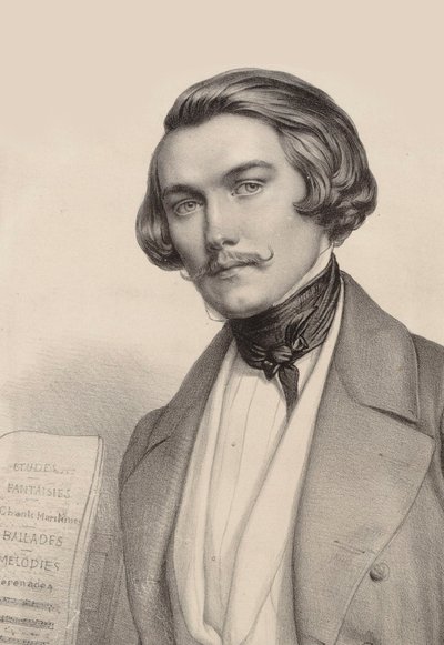 Ritratto del pianista e compositore Alfred Quidant da Marie Alexandre Menut Alophe