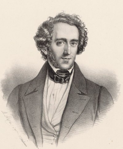 Ritratto del pianista e compositore Felix Mendelssohn Bartholdy 1809-1847 da Marie Alexandre Menut Alophe