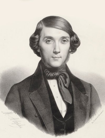 Ritratto del pianista e compositore Jean-Henri Ravina 1818-1906, ca 1845 da Marie Alexandre Menut Alophe