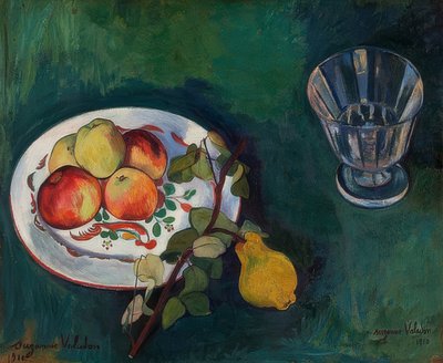 Natura morta con frutta e bicchiere da Marie Clementine (Suzanne) Valadon
