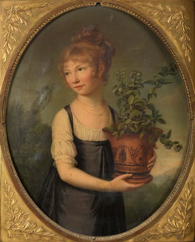 Madame Larsonnier, nata Edmée Gabiou da bambina con un vaso etrusco da Marie Elisabeth Lemoine